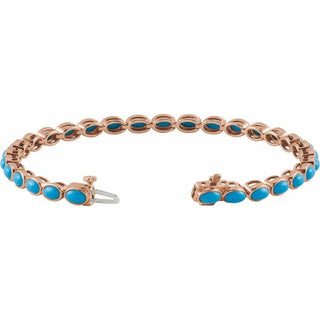 14K Rose Natural Turquoise Line 7" Bracelet