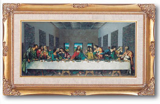 Last Supper By Da Vinci 14X24 Goldleaf Wood Frame