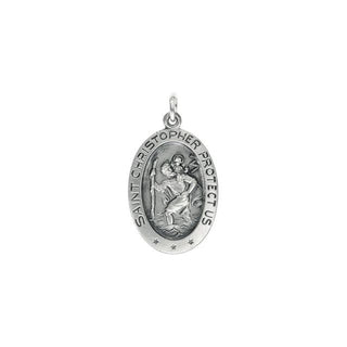 Sterling Silver 19x14 mm Oval Saint Christopher Medal