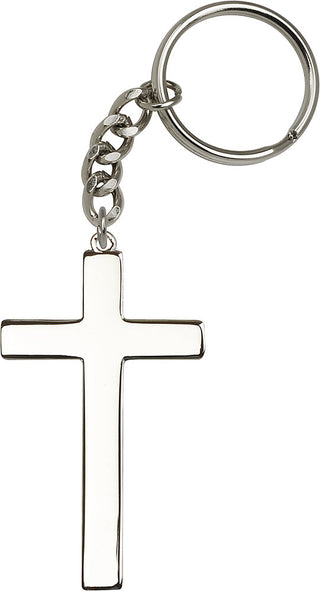 Silver Plate Cross Keychain