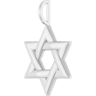 14K White Star of David Pendant