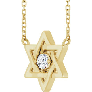 14K Yellow 1/10 CT Natural Diamond Star of David 18" Necklace 