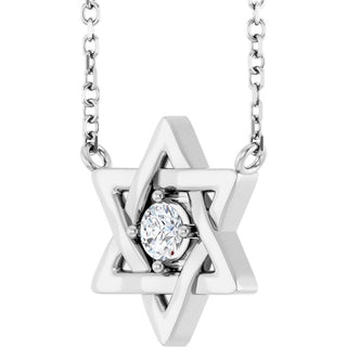 Sterling Silver 1/10 CT Lab-Grown Diamond Star of David 18" Necklace 