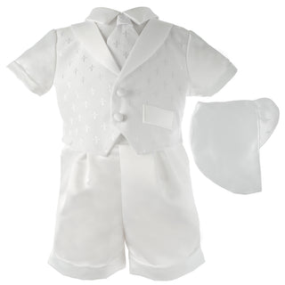 Baptism Cross dobby with shawl collar, satin boxer shorts - SALE - 9-12 Mo