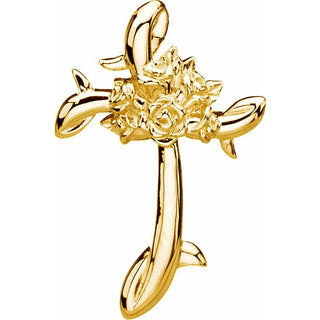 14K Yellow 26.25x17 mm Floral-Inspired Cross Pendant