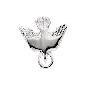 14K White 15 mm Flying Holy Spirit Dove Pendant 