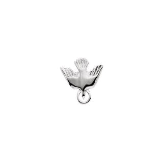 14K White 15 mm Flying Holy Spirit Dove Pendant 