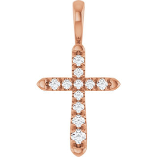 14K Rose 1/6 CTW Lab-Grown Diamond Cross Pendant 