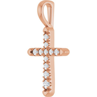 14K Rose 1/6 CTW Lab-Grown Diamond Cross Pendant 