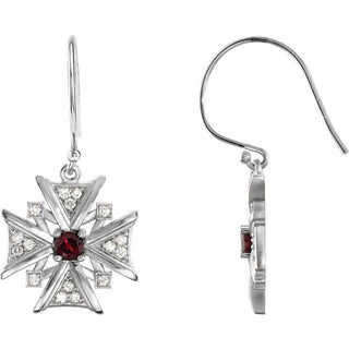 14K White Natural Mozambique Garnet & 1/3 CTW Natural Diamond Earrings