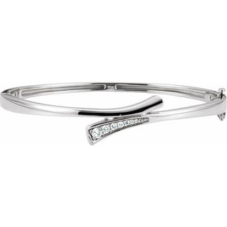 14K White 1/4 CTW Natural Diamond 6 1/2" Bangle Bracelet 