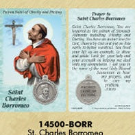 25-Pack - Healing Saints Prayer Card with Pendant - Saint Charles Borromeo- Patron Saint of Obesity and Dieting