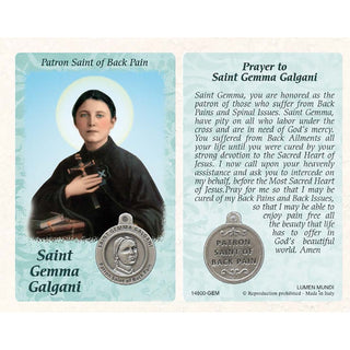 25-Pack - Healing Saints Prayer Card with Pendant - Saint Gemma Galgani- Patron Saint of Back Pain
