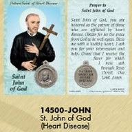 25-Pack - Healing Saints Prayer Card with Pendant - Saint John of God- Patron Saint of Heart Disease
