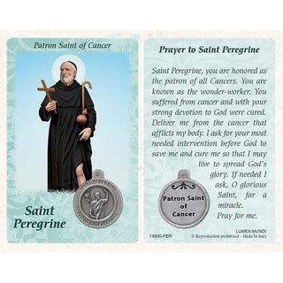 25-Pack - Healing Saints Prayer Card with Pendant - Saint Peregrine - Patron Saint of Cancer