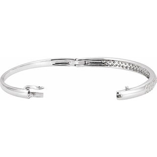 14K White 1 1/2 CTW Natural Diamond Bangle 6" Bracelet