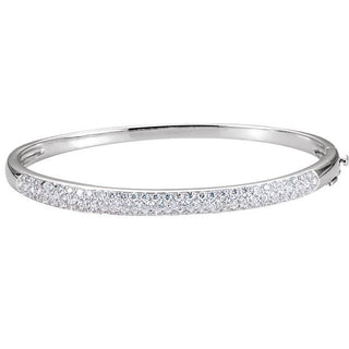 14K White 1 1/2 CTW Natural Diamond Bangle 7 1/2" Bracelet