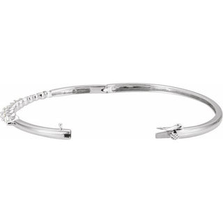14K White 1 CTW Natural Diamond Journey Hinged Bangle 6 1/2" Bracelet 
