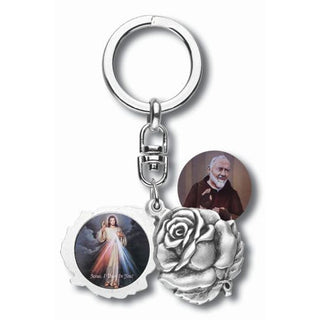 Divine Mercy/Padre Pio Keyring 3-Pack