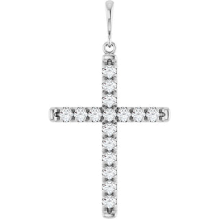 Platinum 3/4 CTW Lab-Grown Diamond French-Set Cross Pendant 