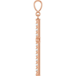 14K Rose 3/4 CTW Natural Diamond French-Set Cross Pendant 