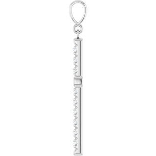 Sterling Silver 3/4 CTW Natural Diamond French-Set Cross Pendant 