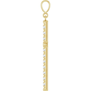 14K Yellow 1 CTW Lab-Grown Diamond French-Set Cross Pendant 