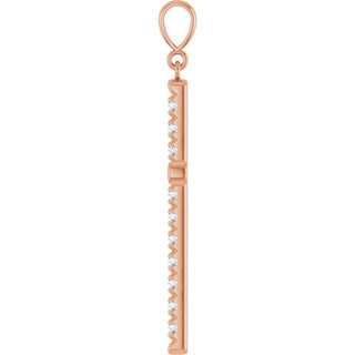 14K Rose 1 CTW Lab-Grown Diamond French-Set Cross Pendant 