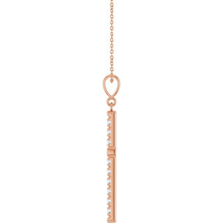 14K Rose 3/4 CTW Lab-Grown Diamond French-Set Cross 16-18" Necklace