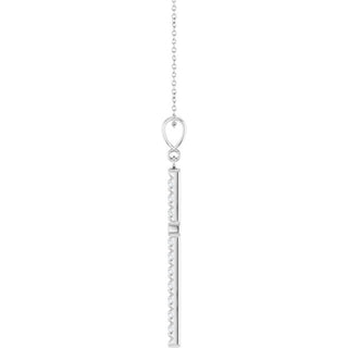 Platinum 1 CTW Natural Diamond French-Set Cross 16-18" Necklace