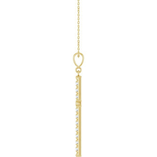 14K Yellow 1 CTW Natural Diamond French-Set Cross 16-18" Necklace