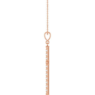 14K Rose 1 CTW Lab-Grown Diamond French-Set Cross 16-18" Necklace