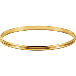 14K Yellow 4 mm Grooved Bangle 8" Bracelet  