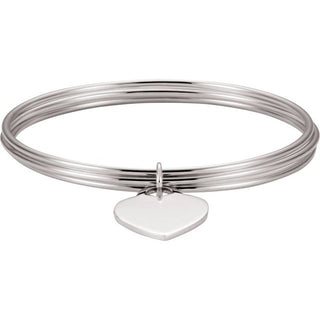 Sterling Silver Heart Charm Bangle 8" Bracelet 