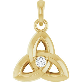 14K Yellow .03 CT Natural Diamond Celtic-Inspired Pendant