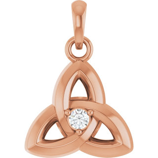 14K Rose .03 CT Natural Diamond Celtic-Inspired Pendant
