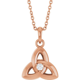 14K Rose .03 CT Natural Diamond Celtic-Inspired 16-18" Necklace