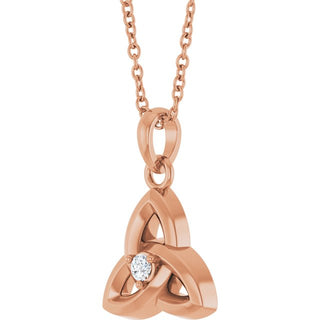 14K Rose .03 CT Lab-Grown Diamond Celtic-Inspired 16-18" Necklace