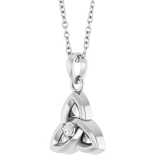 Sterling Silver .03 CT Natural Diamond Celtic-Inspired 16-18" Necklace