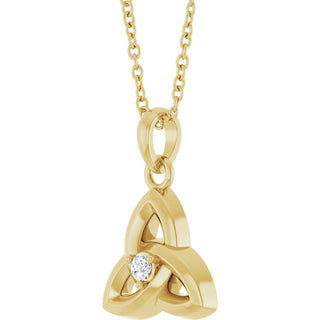 14K Yellow .03 CT Lab-Grown Diamond Celtic-Inspired 16-18" Necklace