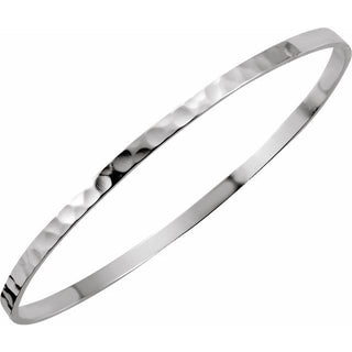 Sterling Silver 3.25 mm Hammered Bangle 8" Bracelet