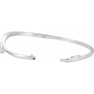 14K White 3/4 CTW Natural Diamond Journey Bangle 6 1/2" Bracelet