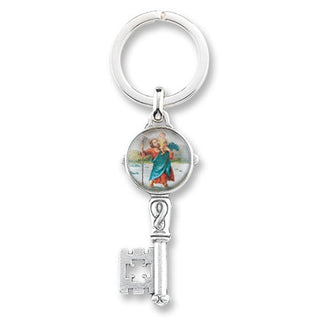 St Christopher Antique Silver Key with Enamel Image 3-Pack