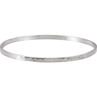 Sterling Silver 3.25 mm Hammered Bangle 8" Bracelet