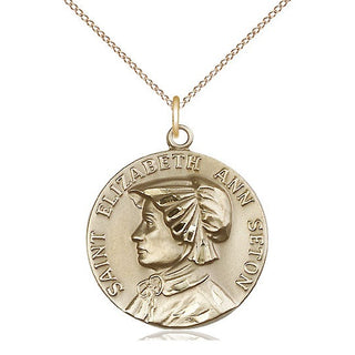 14kt Gold Filled Saint Elizabeth Ann Seton Medal Catholic Jewelry