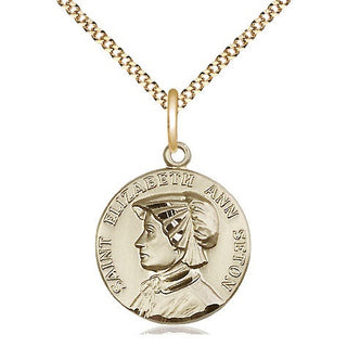 14kt Gold Filled Saint Elizabeth Ann Seton Medal Religious Jewelry