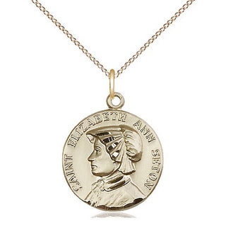 14kt Gold Filled Saint Elizabeth Ann Seton Medal Religious Jewelry