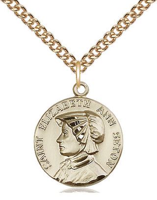 14kt Gold Filled Saint Elizabeth Ann Seton Medal Religious Jewelry
