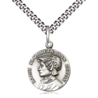Pewter Saint Elizabeth Ann Seton Medal Religious Jewelry