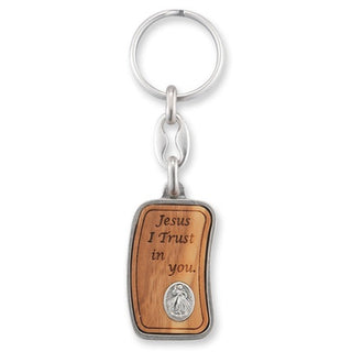 Divine Mercy Wood Inset Key Chain 3-Pack